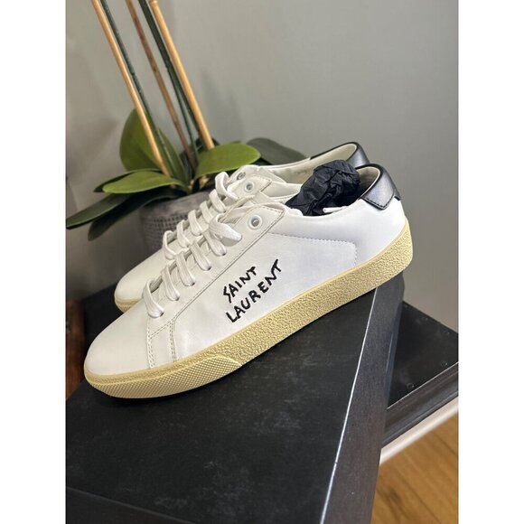 Saint Laurent Court Classic Sl/06 Embroidered Sneakers White Womens 36 6 - Picture 6 of 14